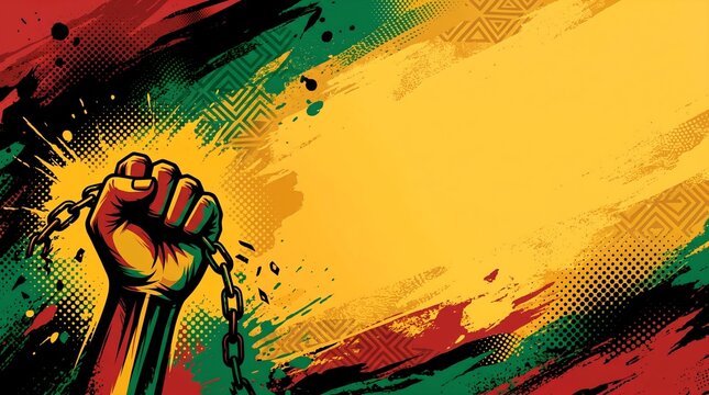 Juneteenth vector background with grunge textured raised fist