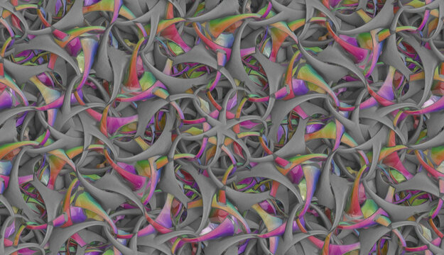 Bright futuristic wall art with a seamless pattern design.