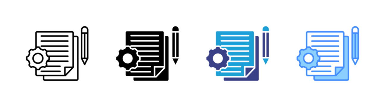 Writing icon set multiple style collection