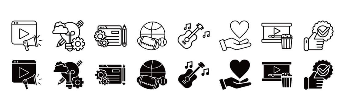 Sponsor icon set. film and benefit vector illustration concept
