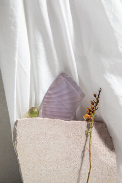 Objects on a Surface With Light Fabric Background at Home Setting