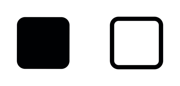 Rounded square shape icon set, solid and outline vector illustration