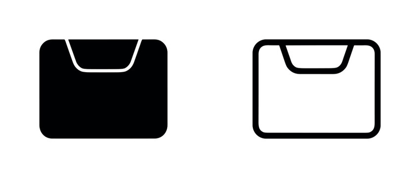 Two action cameras, one solid black and one outlined, on white background