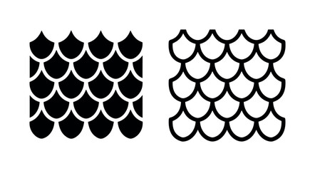 Fish Scale Pattern - Black and White Vector Icons © liubomir118809