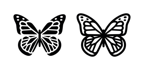 Butterfly wing pattern, black and white icon set © liubomir118809