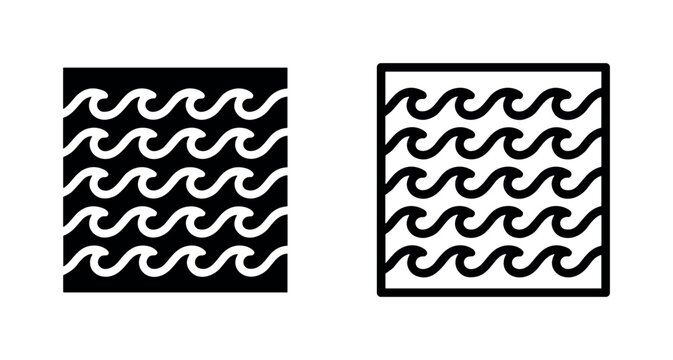 Ocean waves pattern in black and outline style