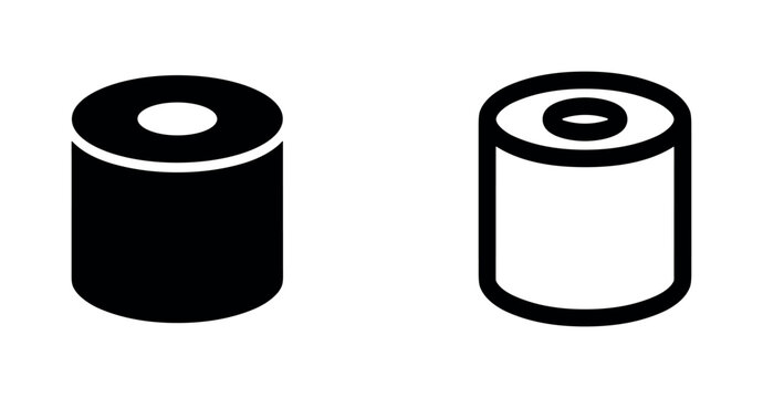 Two cylindrical battery icons, solid black and outlined, on white background