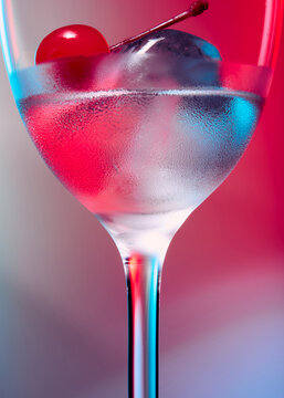 Close-up of a cocktail with neon lights