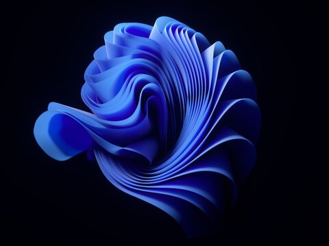 Blue Abstract Flow Form on Dark Background