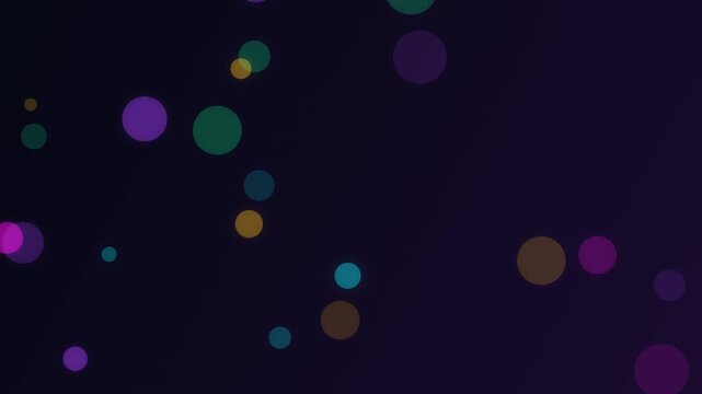 Dark Cinematic Neon Bokeh Background, Abstract Cyberpunk Night Light Circles Loop with Floating Colorful Soft Blurred Out of Focus Orbs Motion Graphics
