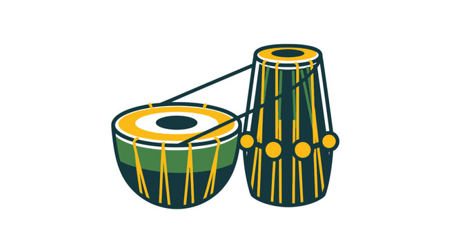 Traditional Indian Tabla Drums Colorful Musical Illustration Artwork.