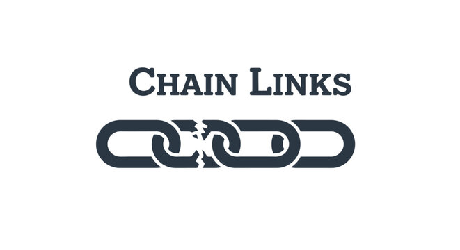 Broken chain link icon with text.