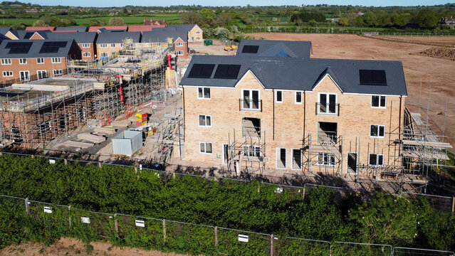 Drone view of a new housing estate under construction