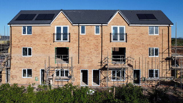 Aerial view of a newly developing housing estate