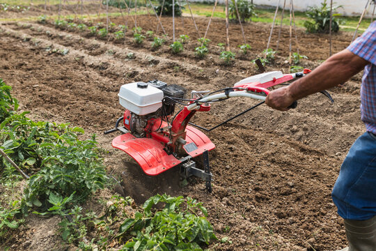 Motorized Cultivator Aerating Garden Soil