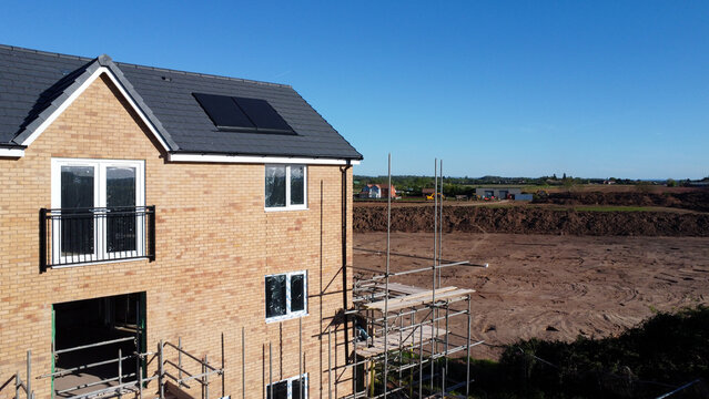 Drone view of a new housing estate under construction