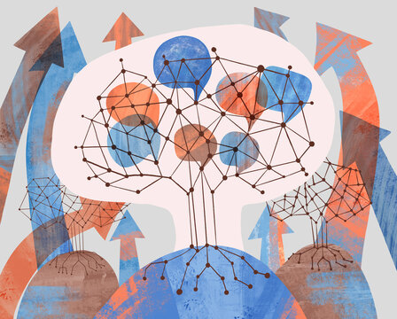 Network connections and growth concepts in an artistic style
