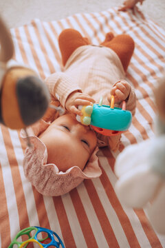 Baby practising motor skills