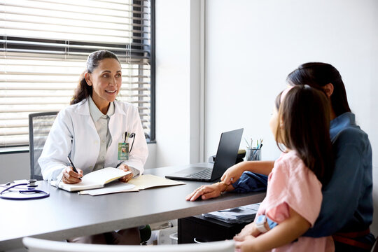 Doctor Consults Mother and Child