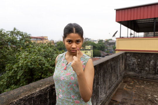 Young Indian woman casted her first vote