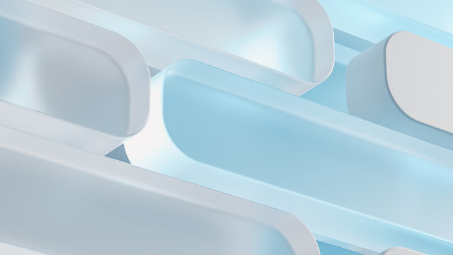 Abstract glass shapes in blue technology background design