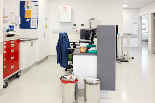 Hospital Room With Equipment and Supplies in Use