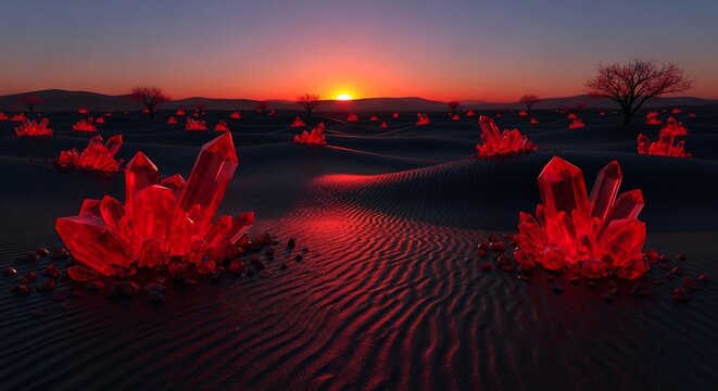 Desert sunset red crystals