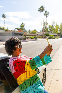  Fashion smile Portrait cell phone selfie
