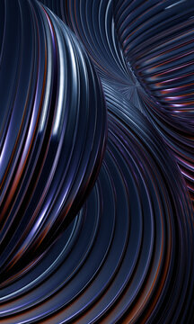 Swirling Metal Forms Create a Dynamic Visual Scene in Dark Colors