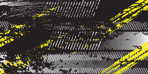 Dynamic racing background with distressed lines and asphalt texture,perfect for speed-themed creative project.Grunge racing banner with checkered pattern and tire tracks, useful for motorsport posters © Uwit