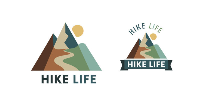 Hike Life Mountain Logo and Emblem