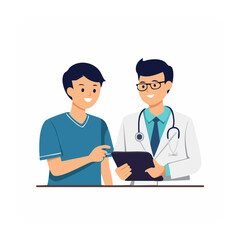 Fototapeta premium Doctor consulting with patient using tablet