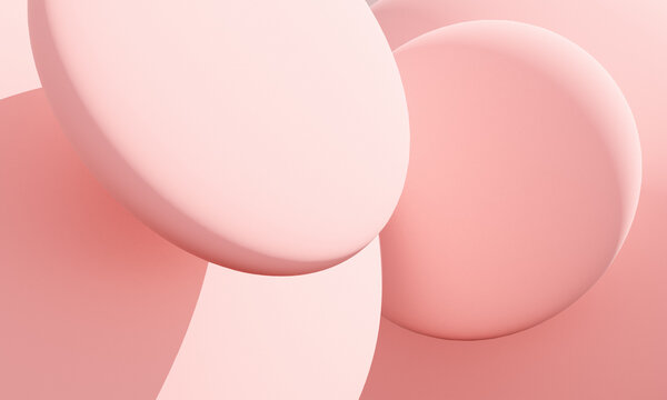Different Circular Shapes in Shades of Pink on a Light Background