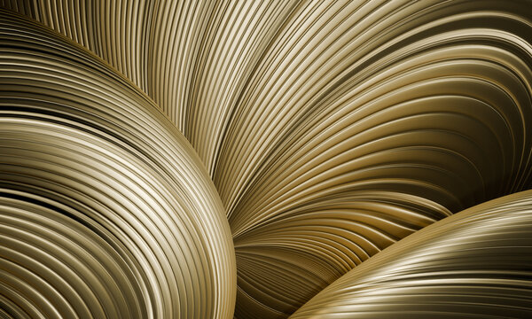 Curved Lines and Patterns in a Golden Design on a Smooth Surface