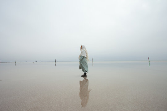 The walking on the salt lake 