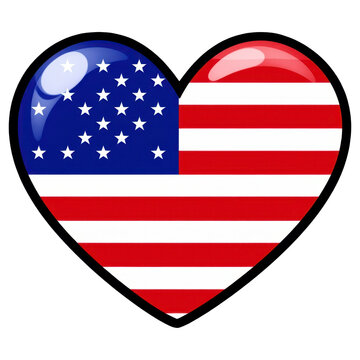 American Flag Heart: A vibrant heart-shaped graphic design features the iconic stars and stripes of the United States flag, symbolizing patriotism and national pride.