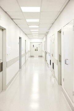 Healthcare Hallway in a Modern Hospital Setting