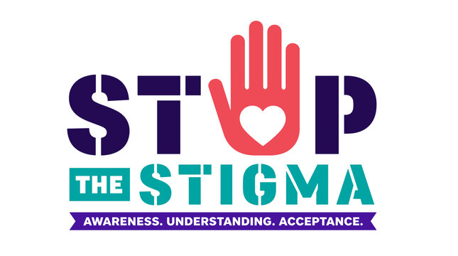 Stop The Stigma Logo Symbol With Hand And Heart.