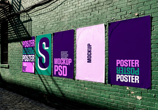 Urban Street Wall Poster Collection Mockup