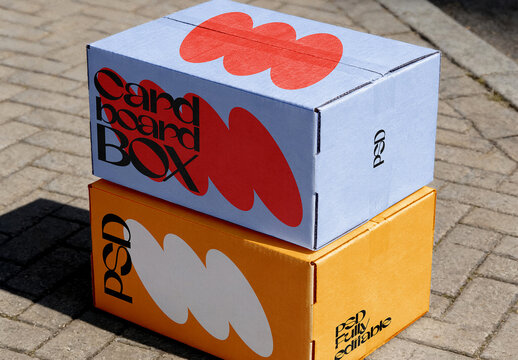 Stacked Cardboard Mailer Box Packaging Mockup