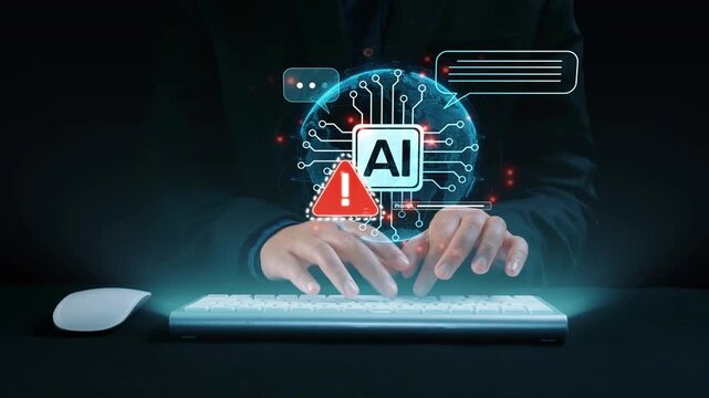 AI interface showing prompt error warning and system alert. AI prompt failure can lead to incorrect output or hallucination. Managing AI prompt error is crucial in safe AI deployment. Elide