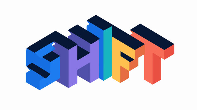Colorful Three Dimensional Shift Word Graphic.