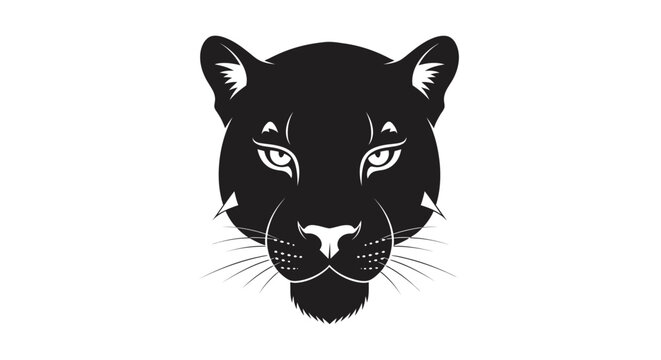 Minimalist black panther head icon on white background