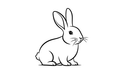 Obraz premium Minimalist black and white line drawing of a sitting rabbit