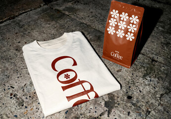 T-Shirt and Coffee Bag Brand Bundle Mockup