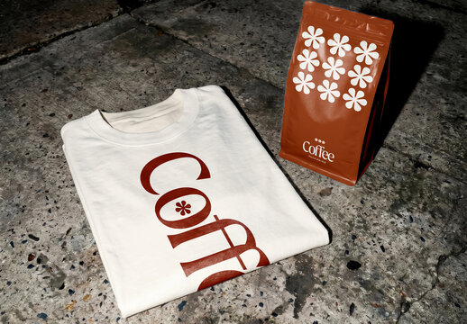 T-Shirt and Coffee Bag Brand Bundle Mockup