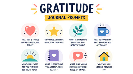 Obraz premium Gratitude Journal Prompts For Daily Reflection And Positive Living.
