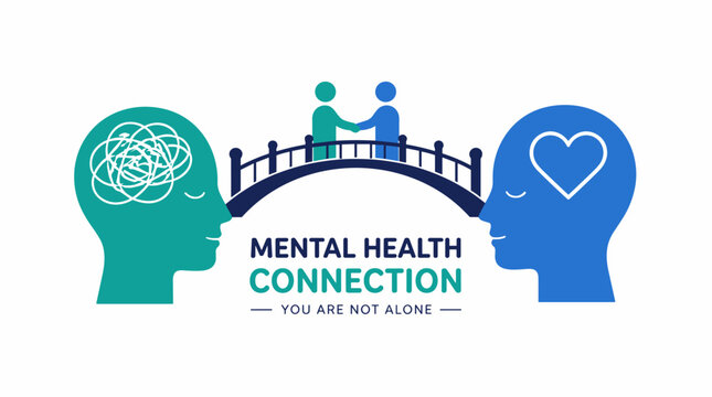 Two heads in conversation symbolizing mental health connection.