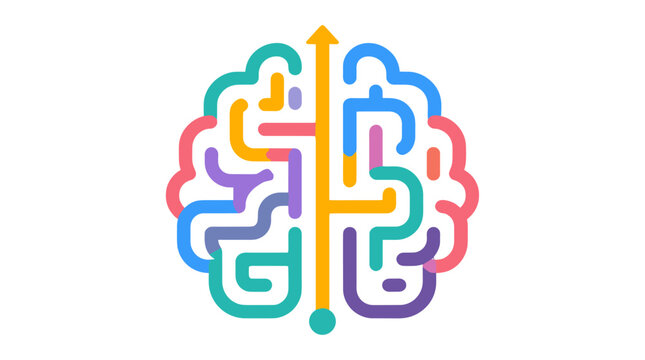 Colorful Brain Maze Symbol of Creative Thinking.