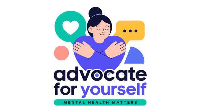 Self Advocacy Illustration Showing Embracing Self Love.